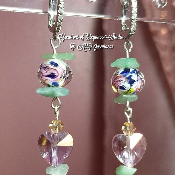 Handmade Earrings 925 Sterling Silver Aventurine - Picture 1 of 6